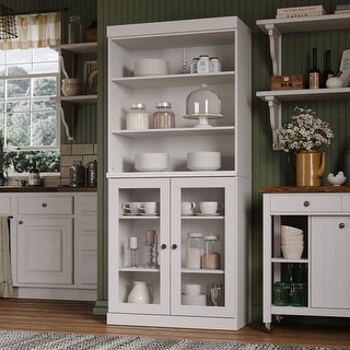 Palace Imports 100% Solid Wood Pantry with Solid Wood or Glass Doors - 32"w x 71.5"h