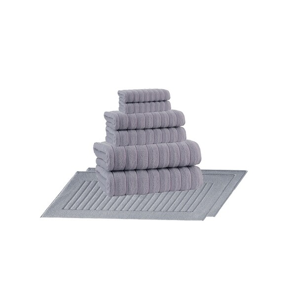 Vague Turkish Cotton 8 pcs Towel Set - 28x54'Bath;16x28'Hand;12x12'wash;32x20'Bath mats
