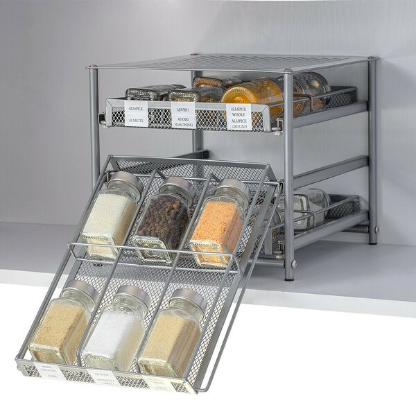 Metal Spice Rack 3 Tier 18-Bottle Spice Drawer Organizer