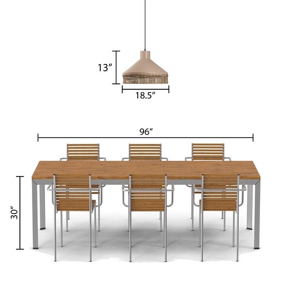 Owen River of Goods Metal and Cane Adjustable Drop Height 18.5-Inch Hanging Pendant Light - 18.5" x 18.5" x 15/63"