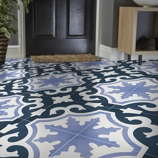 Handmade Tanger in Navy and Purple Tile, Pack of 12 (Morocco)