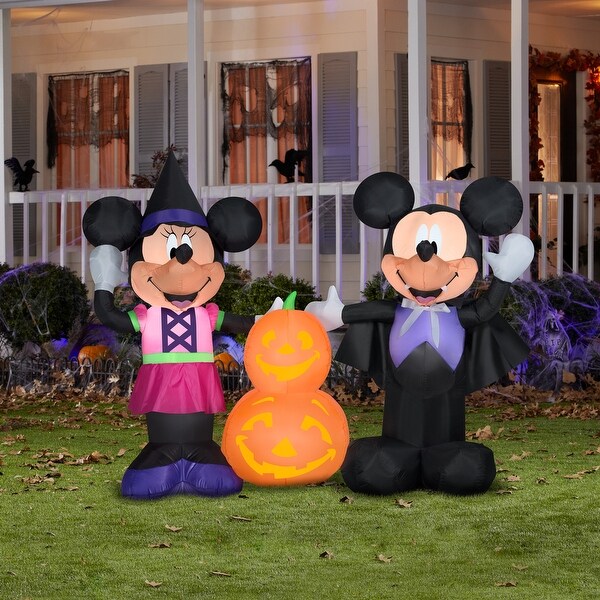 66" Inflatable Halloween Mickey and Minnie with Pumpkins - 66 in