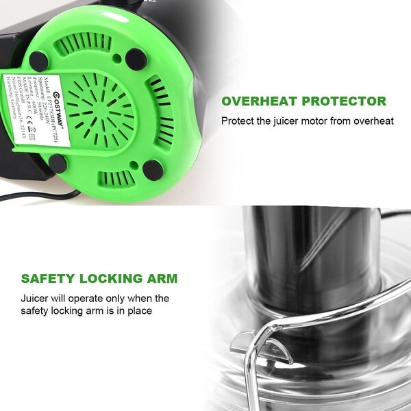 2 Speed Wide Mouth Fruit & Vegetable Centrifugal Electric Juicer - 15" x 8" x 15.5" (L x W x H)