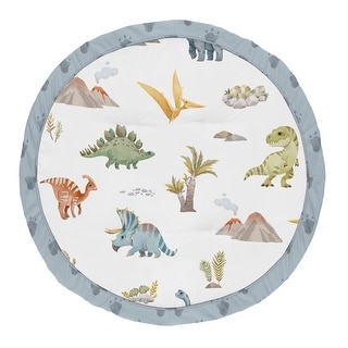 Sweet Jojo Designs Watercolor Dinosaur Dino Boy Baby Tummy Time Playmat Green Blue White Modern Jurassic Nature Animal Footprint