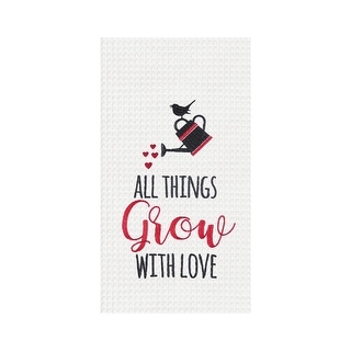 Grow With Love Valentine's Day Embroidered Waffle Weave Kitchen Towel