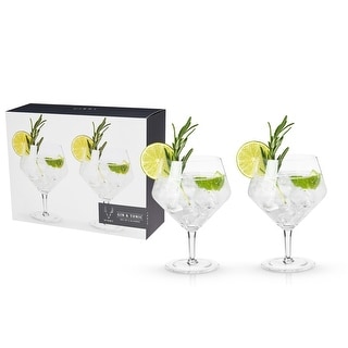 Angled Crystal Gin & Tonic Glasses by Viski - 5.8307087" x 4.33071"