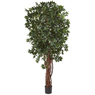 7.5' Artificial Silk Lychee Tree in Black Pot