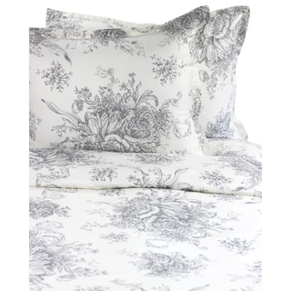 Printed Design Cotton Collection 400 Thread Count Grey Toile Duvet Set