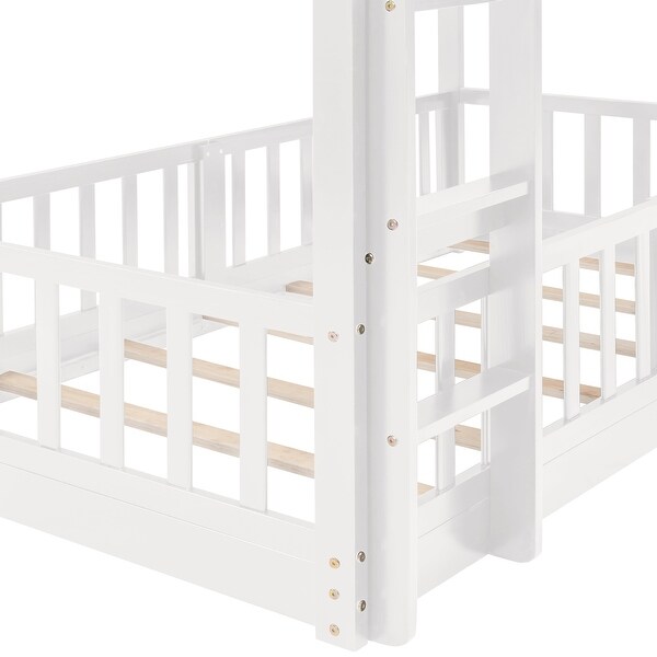Twin Over Twin Bunk Bed with Slide, Ladder and Safety Guard Rails
