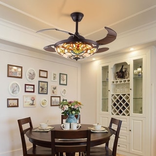 42 Inches Tiffany Style Ceiling Fan with Remote - 42 Inches