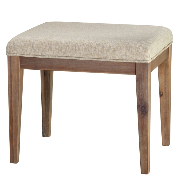 Cortesi Home Onel Vanity Bench with Neutral Linen Fabric, 20" Wide