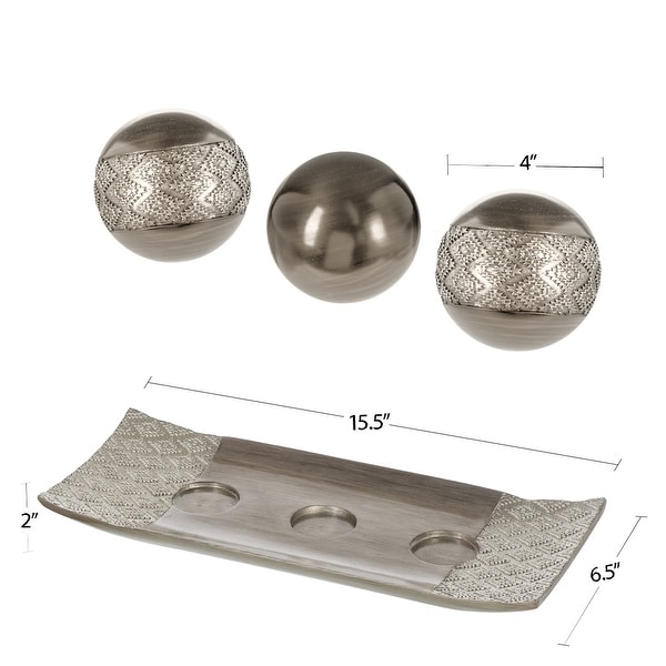 Dublin Decorative Tray and Orbs/Balls (Set of 3)