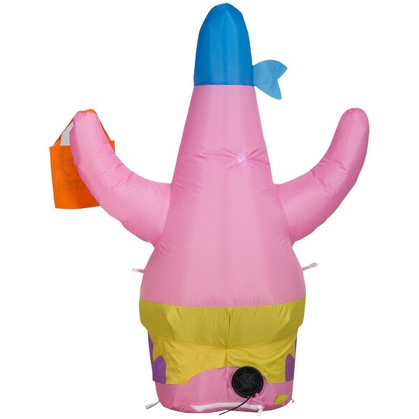 Gemmy Airblown Patrick in Pirate Costume holding Trick Sack Nick, 3.5 ft Tall, Multi