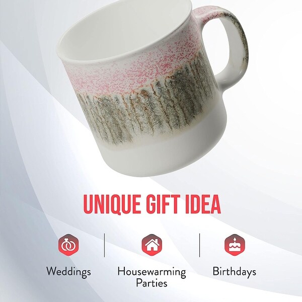 American Atelier Set of 2 Ceramic Glazed Jumbo Coffee Mugs Pink