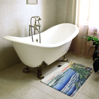 Hokusai Travellers Climbing a Mountain Path Bath Mat