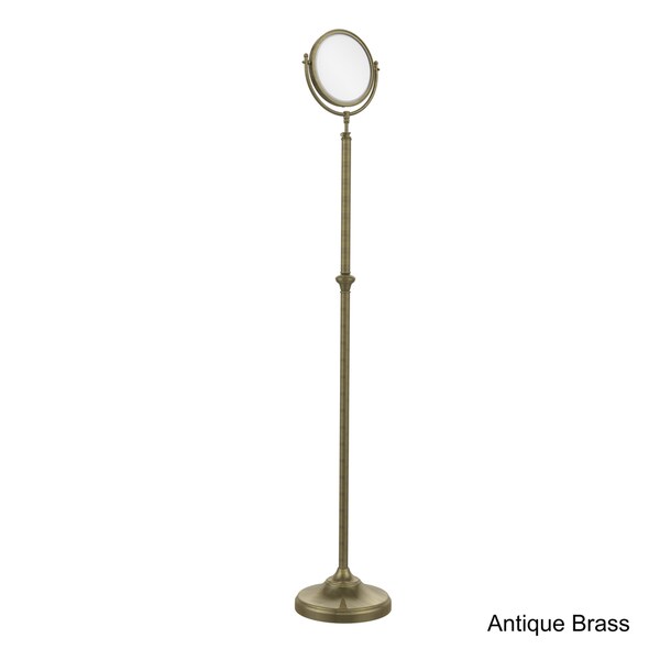 Allied Brass Adjustable Height Floor Standing Make-Up Mirror 8 Inch Diameter with 2X Magnification
