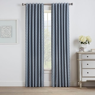 Brielle Home Oslo Jacquard Rod Pocket/Back Tab 100% Blackout Window Curtain Panel Set