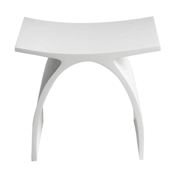 Arched White Matte Solid Surface Resin Bathroom / Shower Stool
