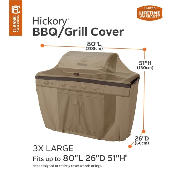 Classic Accessories Hickory Water-Resistant 44 Inch BBQ Grill Cover