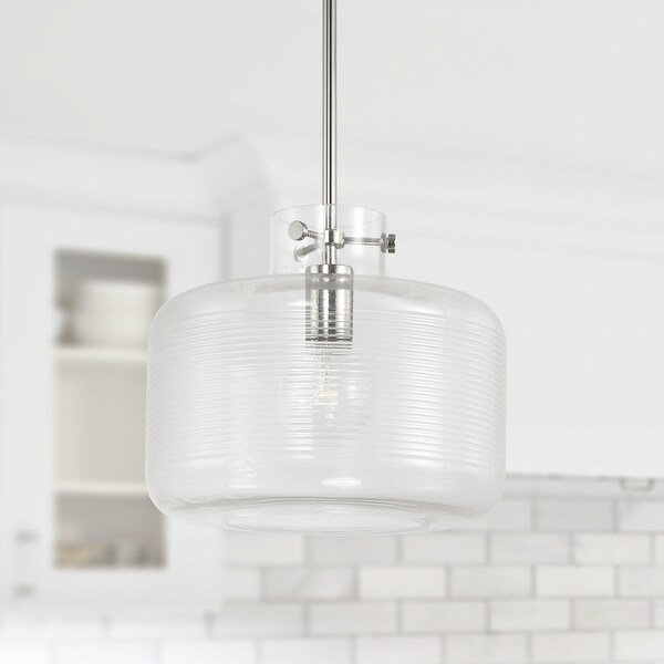 11.5" 1-Light Pendant w/ Clear Ribbed Glass