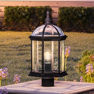 Luxury Transitional Outdoor Post Light, 18.125"H x 9.75"W, with Traditional Style, Midnight Black, BWP1379 by Urban Ambiance