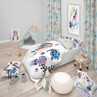 Designart 'Colorful Jellyfish and Turtles' Animal Bedding Set - Duvet Cover & Shams