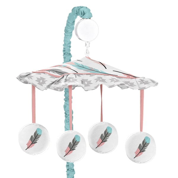 Sweet Jojo Designs Feather Collection Fabric and Plastic Musical Mobile