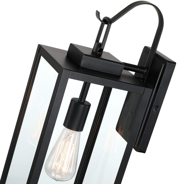 1-Light Outdoor Wall Lantern with Clear Glass - Matte Black