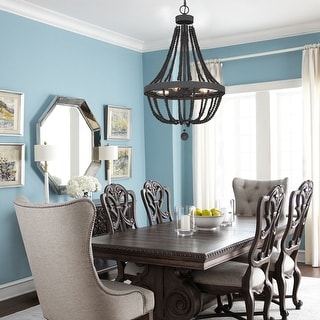 Acroma 4-light Farmhouse Boho beaded chandelier