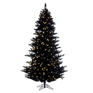 Vickerman 3' x 25" Flocked Black Fir Artificial Pre-lit Christmas Tree, Dura-Lit Warm White LED Mini Lights.