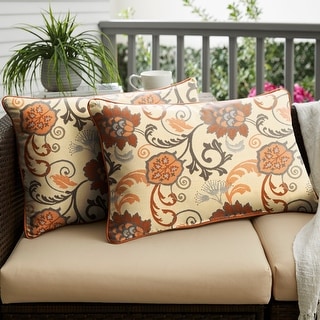 Sunbrella Elegance Marble/ Canvas Rust Corded Indoor/ Outdoor Pillows (Set of 2)
