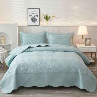 3-Piece 100% Cotton Bedspread Coverlet Set Twin Aruba Blue