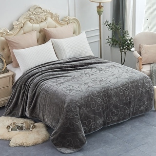 Floral-embossed Fleece Blanket