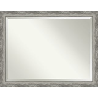 Beveled Bathroom Wall Mirror - Waveline Silver Narrow Frame
