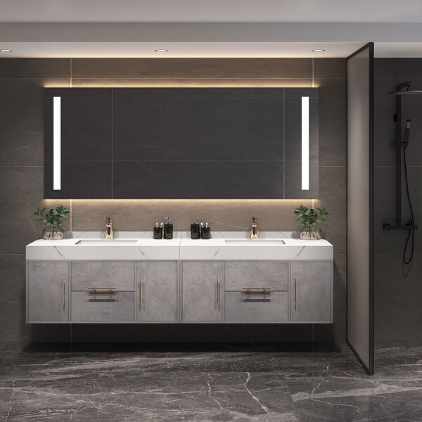 40" Floating Bathroom Vanity with 2 Drawer and 2 Cabinet