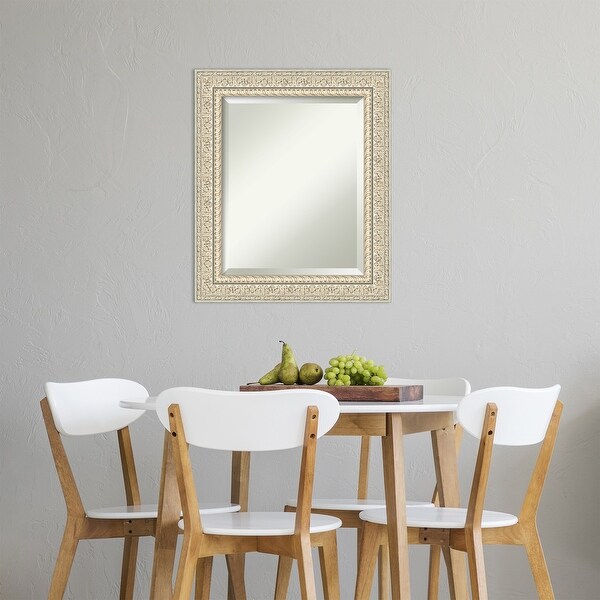 Beveled Wood Wall Mirror - Fair Baroque Cream Frame