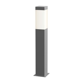 Square Column Textured Gray 22-inch LED Outdoor Bollard, White Shade
