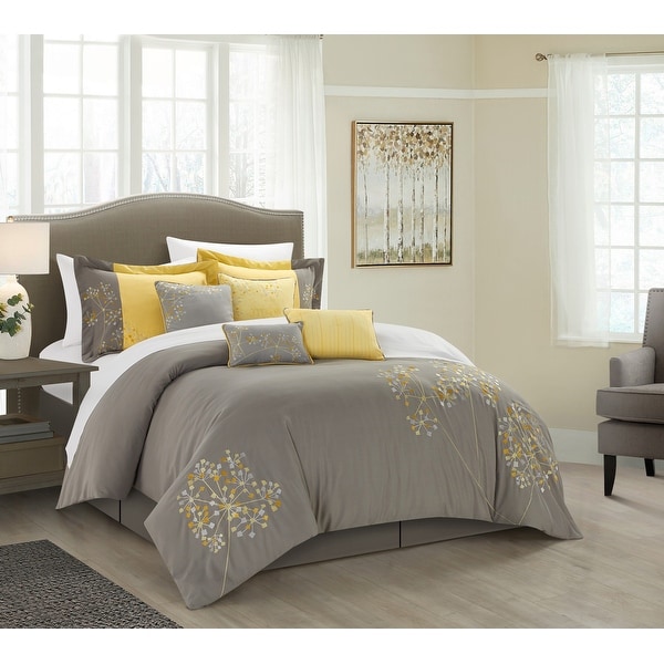 Porch & Den Phinney Floral Yellow 8-piece Comforter Set