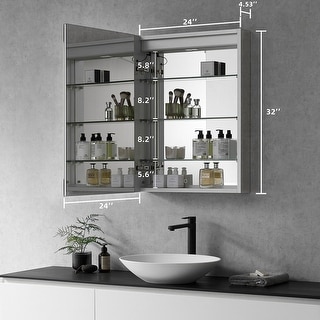 Altair Catola Rectangle Frameless Surface-Mount/Recessed LED Lighted Bathroom Medicine Cabinet