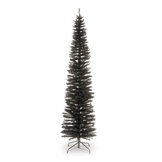 7-foot Black Tinsel Holiday Tree with Matching Stand