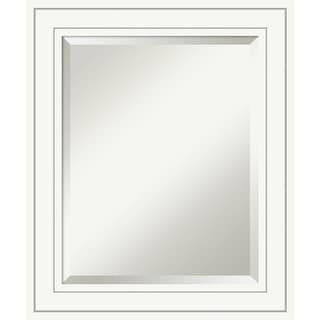 Beveled Wood Bathroom Wall Mirror - Craftsman White Frame