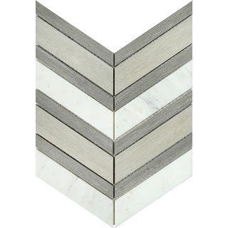 Emser Tile Intrigue - 12" x 14" Chevron Floor and Wall Mosaic Tile - - Gray/Fawn