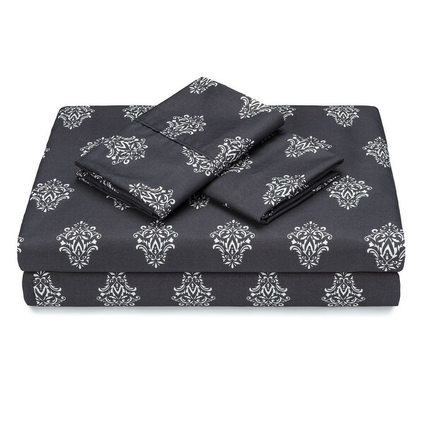 Chanasya Victorian Damask Print Ultra Soft Microfiber Sheet Set