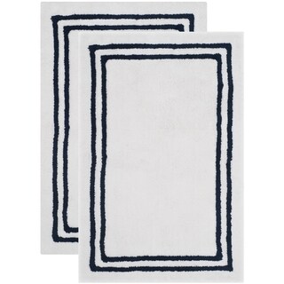 SAFAVIEH Plush Master Candy Stripes Plush Navy Bath Rug (Set Of 2)