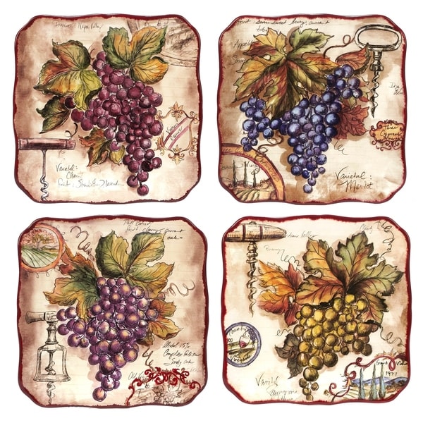 Certified International Vintners Journal Dessert Plates (Set of 4)