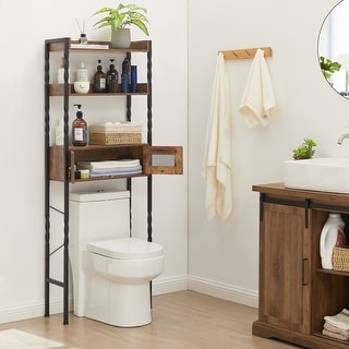 Bathroom Over The Toilet Storage Rack, 3-Tier Storage Shelf and Dual Door Toilet Rack Space Saver