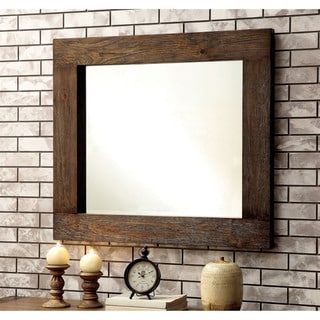 Wima Rustic Brown 42-inch Wood Wall Mount Mirror by Furniture of America