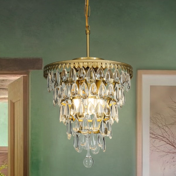 3 Light Glam Crystal Tier Pendant Chandelier