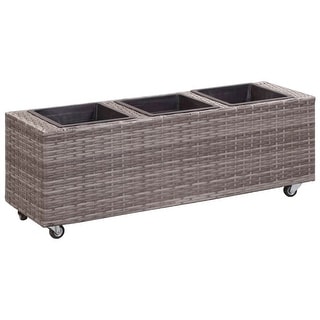 vidaXL Planter with Wheels Flower Box with Removable Inner Pots Poly Rattan