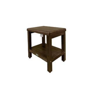 DecoTeak Eleganto 18' Solid Teak Shower Bench With Shelf - WoodLand Brown Finish